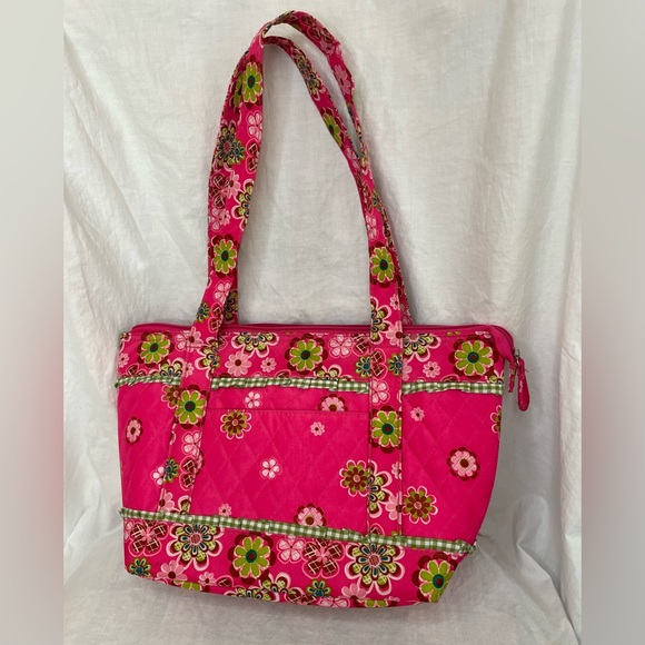 Insulated Tote in Bright Spring Colors. Charming Pink & Green Floral Design NWOT - Picture 4 of 11